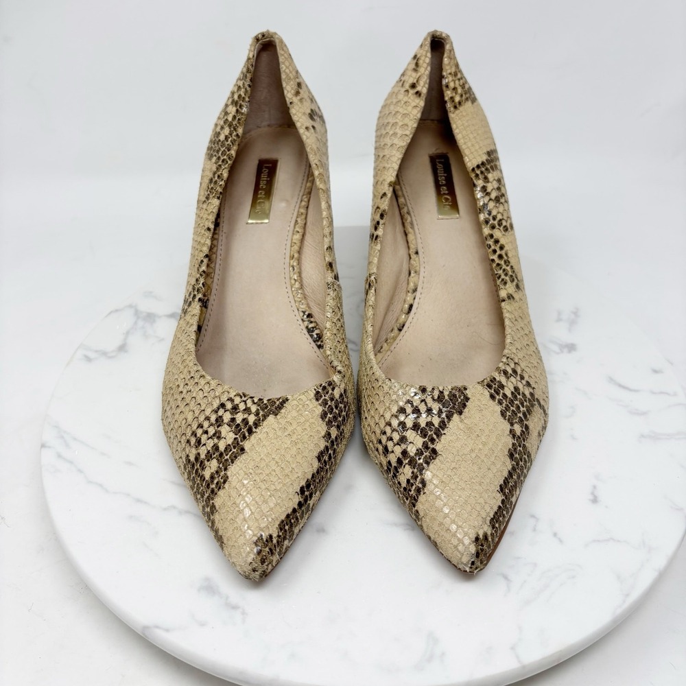 Louise et Cie Jordyna Snake Print Leather Pointed Toe Kitten Heels Shoes Size 8M - Picture 2 of 10